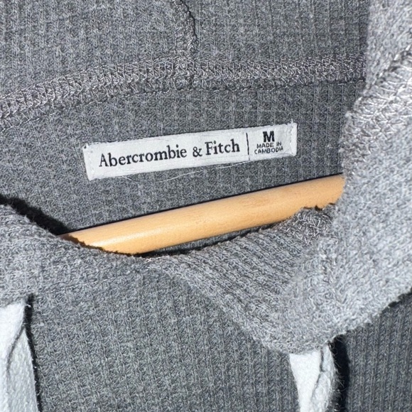 Abercrombie & Fitch Charcoal Waffle Hoodie Sweater Y2K - Picture 2 of 4